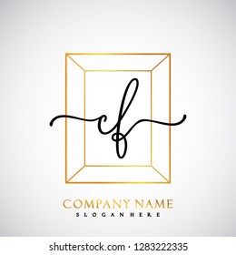 CF Initial Handwriting logo template vector
