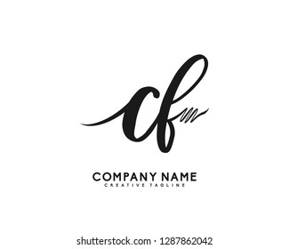CF Initial Handwriting Logo Template Vector