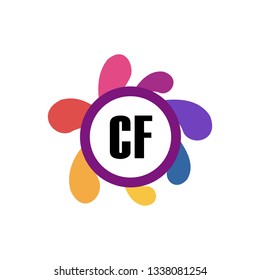 CF  Initial Handwriting logo template vector