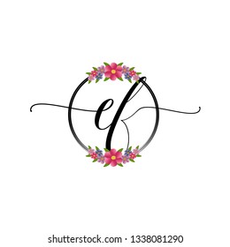 CF  Initial Handwriting logo template vector