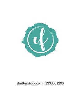 CF  Initial Handwriting logo template vector