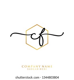 CF Initial handwriting logo template