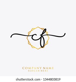 CF Initial handwriting logo template