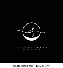 CF initial handwriting logo template vector
