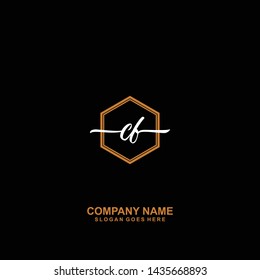CF Initial handwriting logo template vector