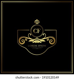 CF Initial Letter Luxury Logo template in vector art for Restaurant, Royalty, Boutique, Cafe, Hotel, Heraldic, Jewelry, Fashion and other vector illustration.