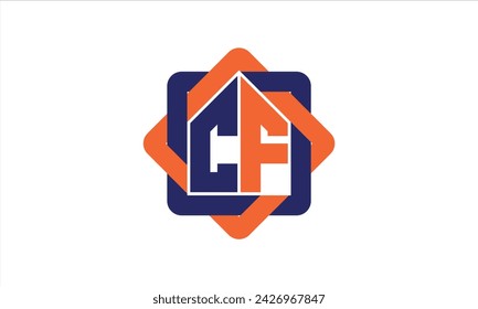 CF initial letter real estate builders logo design vector. construction, housing, home marker, property, building, apartment, flat, compartment, business, corporate, house rent, rental, commercial