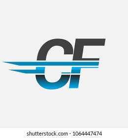 CF initial logo company name colored black and blue, Simple and Modern Logo Design.