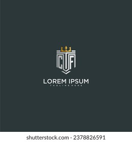 CF initial monogram for crown and shield logo design