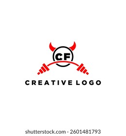 CF initial monogram for fitnes or gym logo with devil style design