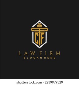 CF initial monogram logo for lawfirm with pillar in creative polygon design