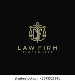 CF initial monogram logo for lawfirm with scale vector design