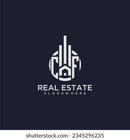 CF initial monogram logo for real estate with creative circle design vector