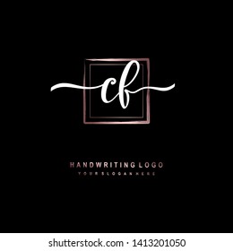 CF initial signature logo. handwriting logo template vector,