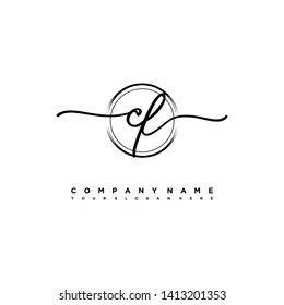 CF initial signature logo. handwriting logo template vector,