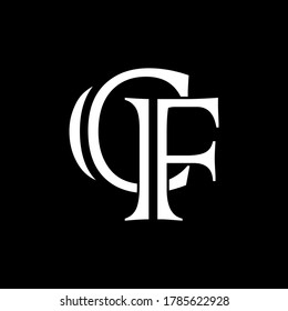 CF letter logo with black background.The nice white letter logo.