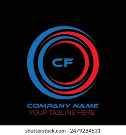 Diseño creativo del logotipo de la letra CF. CF diseño único. Diseño del logotipo de la letra CF sobre fondo negro.