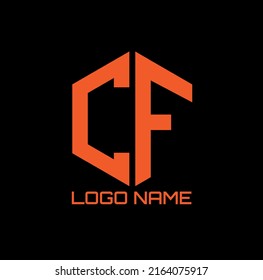 CF letter logo design on luxury background. CF monogram initials letter logo concept. CF icon design. FC elegant and Professional orange color letter icon design on black background. C F CF