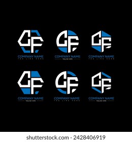 CF letter logo set design.CF monogram polygonal and circle shape vector. CF unique design.
