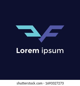 Plantilla de diseño de logotipo mínimo de carta CF. Ilustración vectorial [convertida]