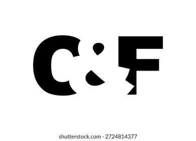 Diseño de logo CF en estilo atrevido. Símbolo de identidad blanco y negro. Emblema de tipografía moderna. Icono de marca Corporativa. Mínima Plantilla de negocio.