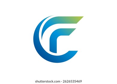 CF logo design, letter, monogram, icon, symbol, initials. Combination of C and F letter in modern futuristic logo shape with gradient colors. Very match for technology company, crypto finance etc.