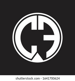 CF Logo monogram circle with piece ribbon style on black background