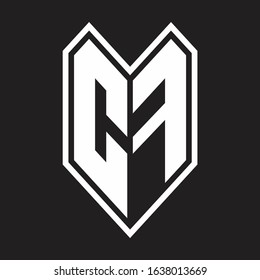 CF Logo monogram with emblem line style isolated on black background