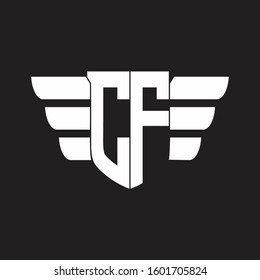 CF Logo monogram with emblem and wings element design template
