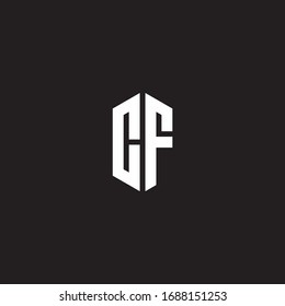 Monograma del logotipo CF con plantilla de diseño de estilo hexagonal aislada en fondo negro