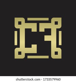 CF Logo monogram with piece line art design template