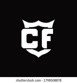 CF Logo monogram with shield around crown shape design template