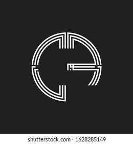 CF Logo monogram triple ribbon style line design template isolated on black background