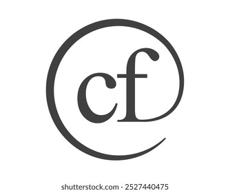 CF logo from two letter with circle shape email sign style. C and F round logotype of business company for brand identity.