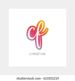 CF logo, vector. Useful as branding symbol, app icon, alphabet element, clip-art.