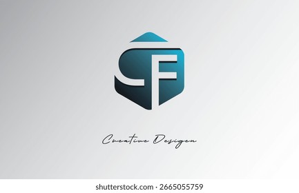 CF Minimal Polygon Shape Abstract Negative Space Symbol for Branding Use"