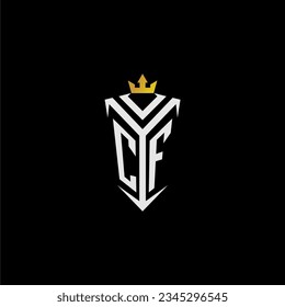 CF monogram logo initial for shield  crown style design