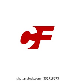 CF negative space letter logo red