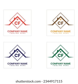 Registro de bienes inmuebles CF, logotipo de monograma CF, icono de techo, letra CF , símbolo de la casa, techo ,
ciudad , construcción , logo de construcción, negocios inmobiliarios, edificio, casa CF, inmueble