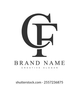 CF trendy logotype template. Initial letter c and f classic font style. Creative logo for company name or identity. Vector illustration.