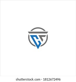 CF Unique modern flat abstract logo design with blue and gray color.