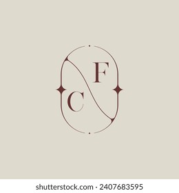 CF wedding classic in elegant monogram with high quality professional design that will print well