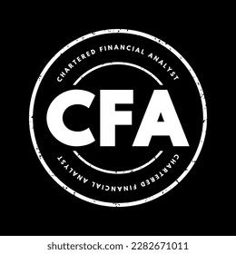 CFA Chartered Financial Analyst - program is a postgraduate professional certification, acronym text stamp