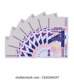 CFA Franc BCEAO Vector Illustration. West African Frank money set bundle banknotes. Paper money 10000 Fr. Flat style. Isolated on white background. Simple minimal design.