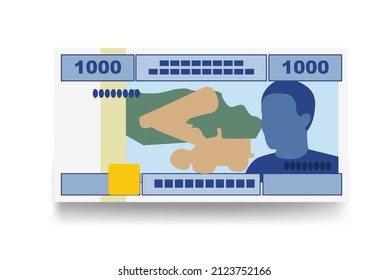 Cfa Franc Beac Vector Illustration. Central African Frank money set bundle banknotes. Paper money 1000 CFA. Flat style. Isolated on white background. Simple minimal design.