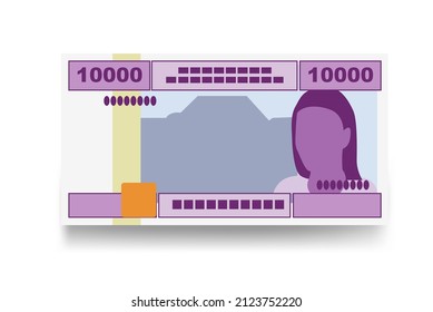 Cfa Franc Beac Vector Illustration. Central African Frank money set bundle banknotes. Paper money 10000 CFA. Flat style. Isolated on white background. Simple minimal design.