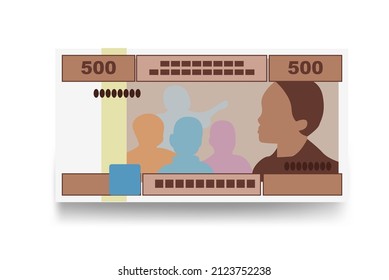 Cfa Franc Beac Vector Illustration. Central African Frank money set bundle banknotes. Paper money 500 CFA. Flat style. Isolated on white background. Simple minimal design.