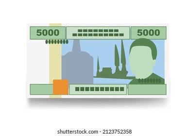 Cfa Franc Beac Vector Illustration. Central African Frank money set bundle banknotes. Paper money 5000 CFA. Flat style. Isolated on white background. Simple minimal design.