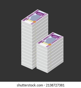 Cfa Franc Beac Vector Illustration. Central African Frank money set bundle banknotes. Paper money 10000. Flat style. Isolated on white background. Simple minimal design.
