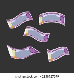 Cfa Franc Beac Vector Illustration. Central African Frank money set bundle banknotes. Falling, flying money 10000. Flat style. Isolated on white background. Simple minimal design.